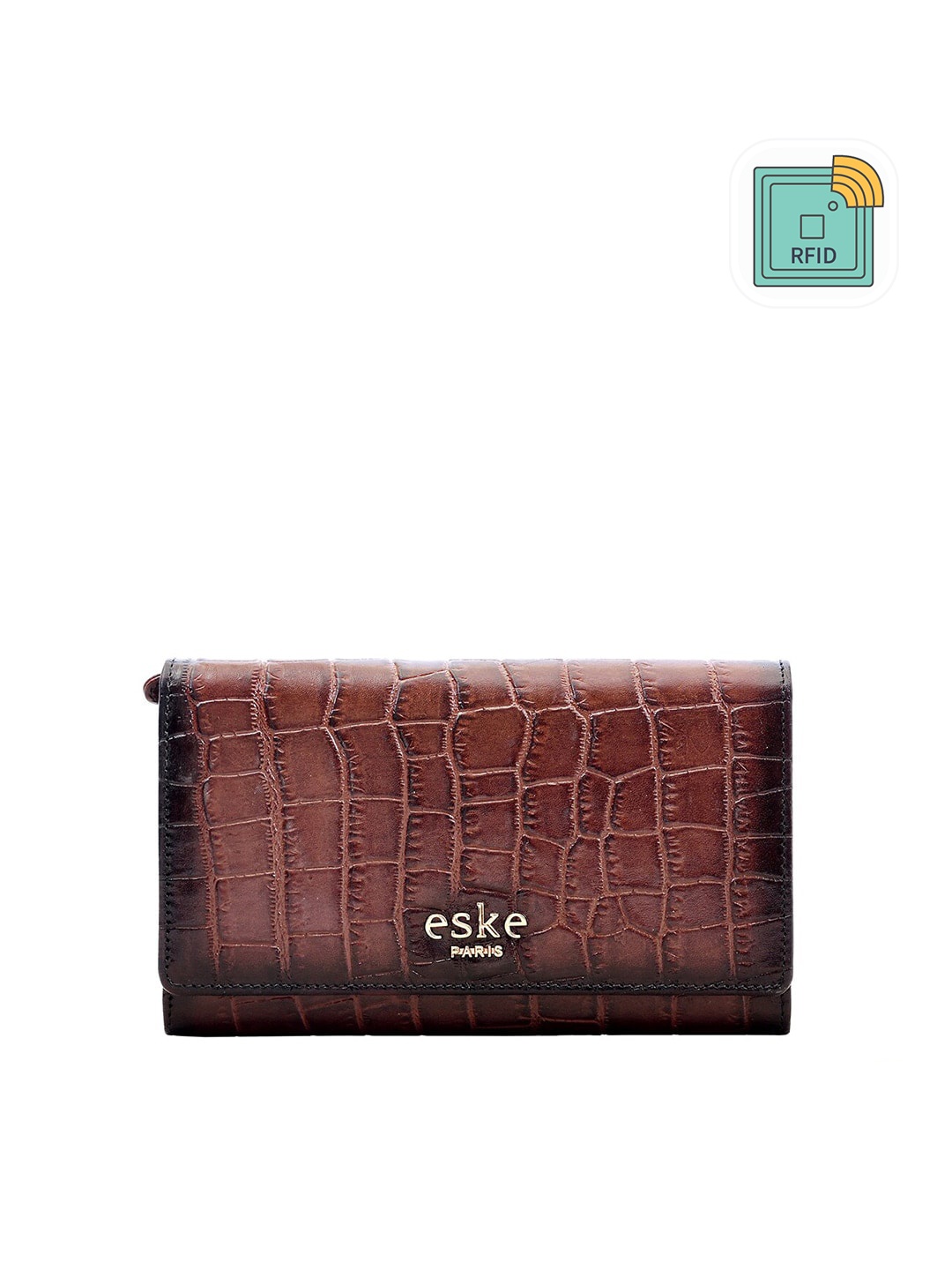 

Eske Women Tan Textured Three Fold Leather Wallet