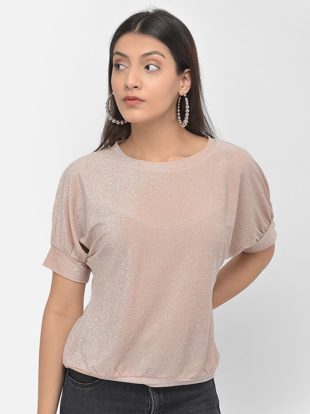 

Latin Quarters Peach-Coloured Regular Top