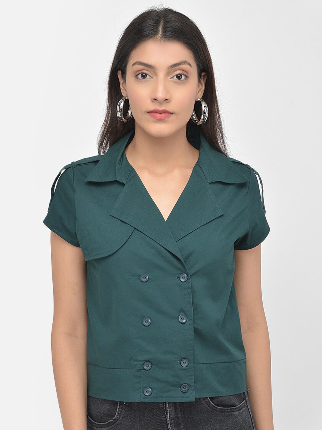 

Latin Quarters Green Shirt Style Top