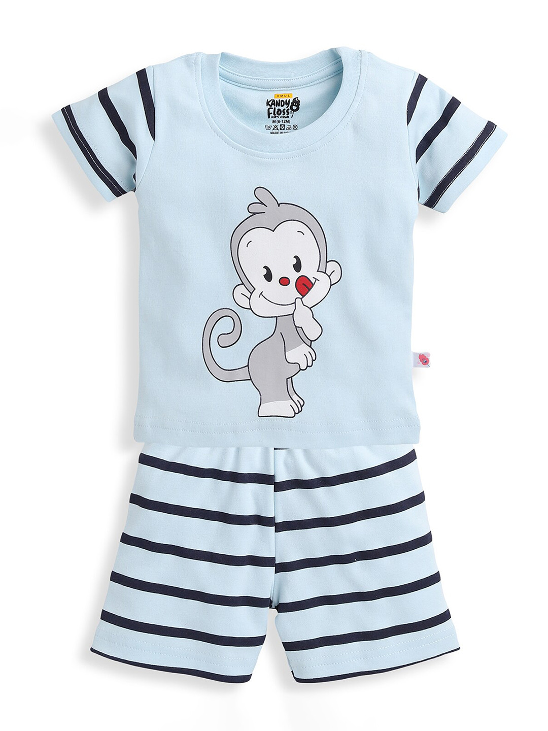 

AMUL Kandyfloss Boys Blue Printed T-shirt with Shorts