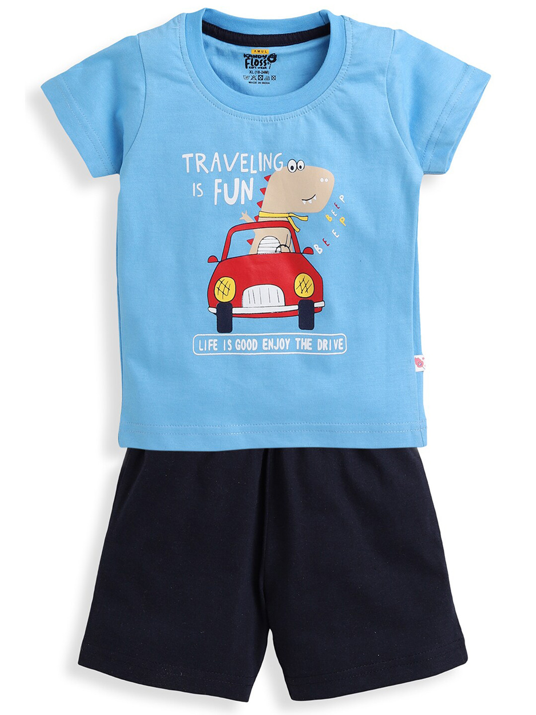 

AMUL Kandyfloss Boys Blue Printed T-shirt with Shorts