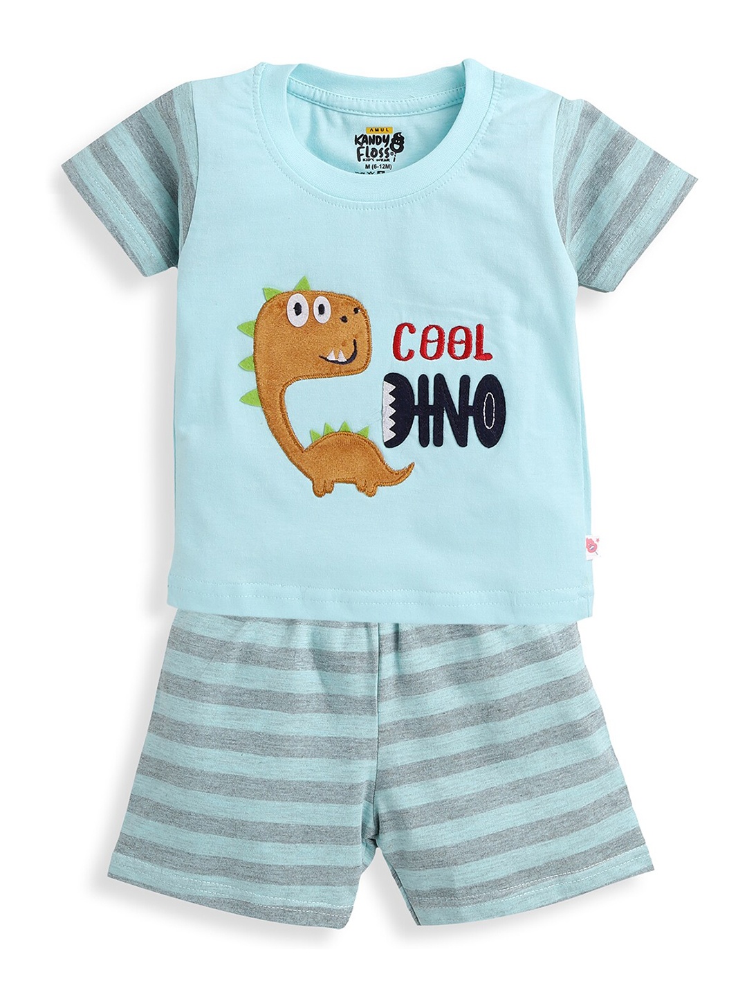 

AMUL Kandyfloss Boys Blue & Grey Printed T-shirt with Shorts