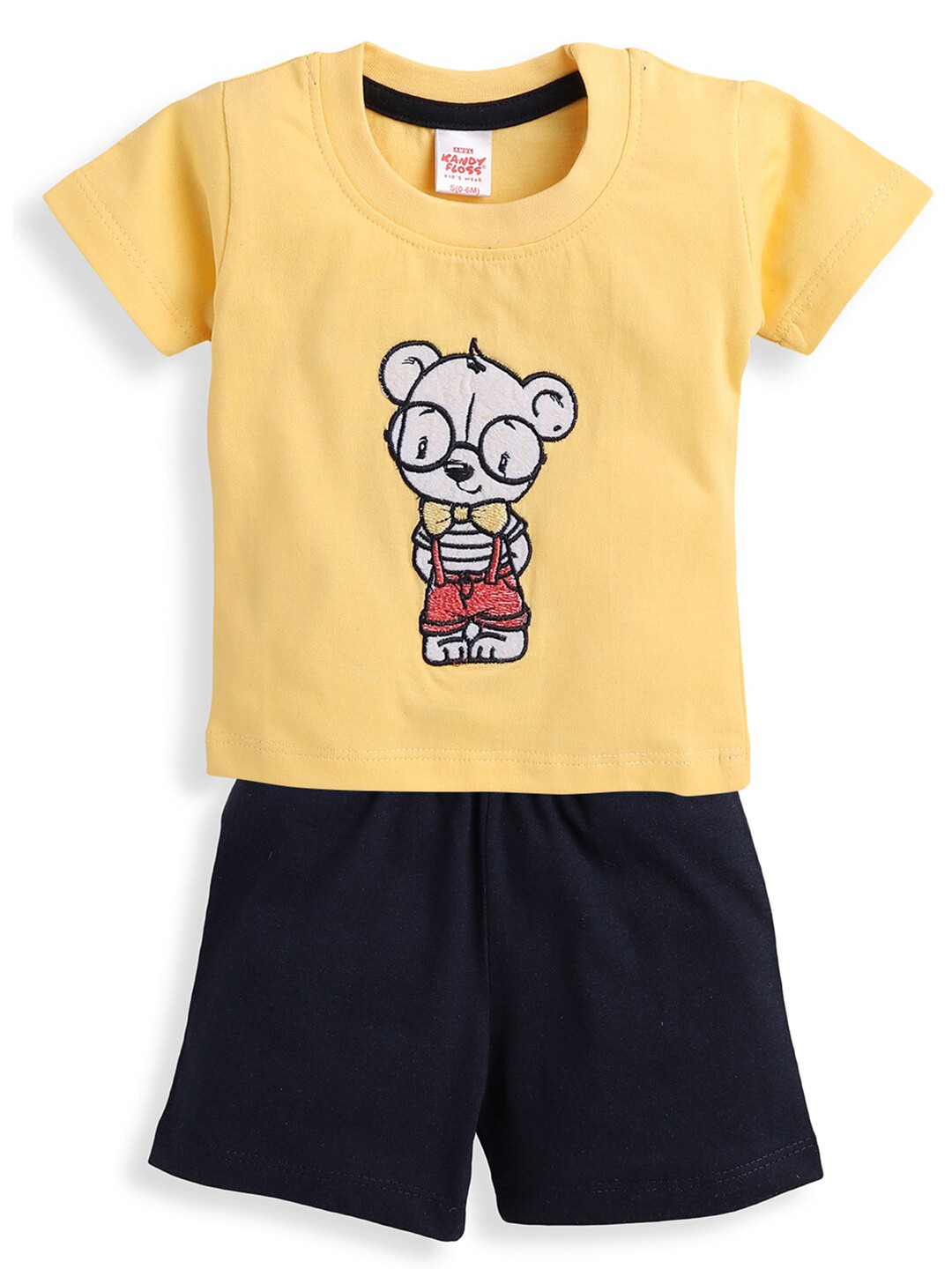 

AMUL Kandyfloss Boys Yellow & Black Printed T-shirt with Shorts