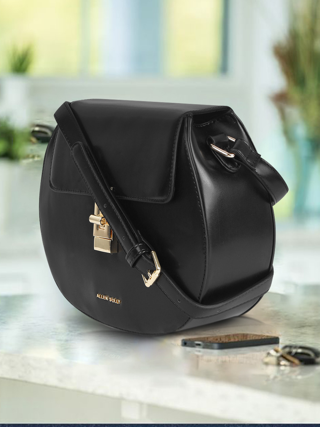 

Allen Solly Black PU Structured Sling Bag