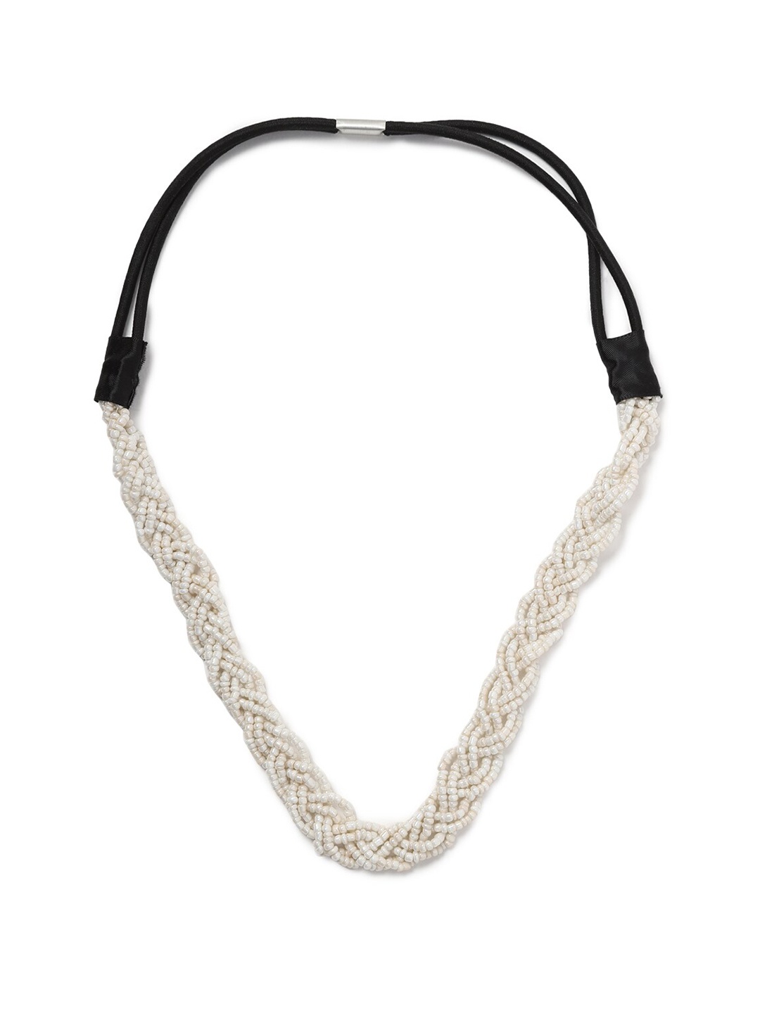 

FOREVER 21 Women White Beaded Braided Headwrap