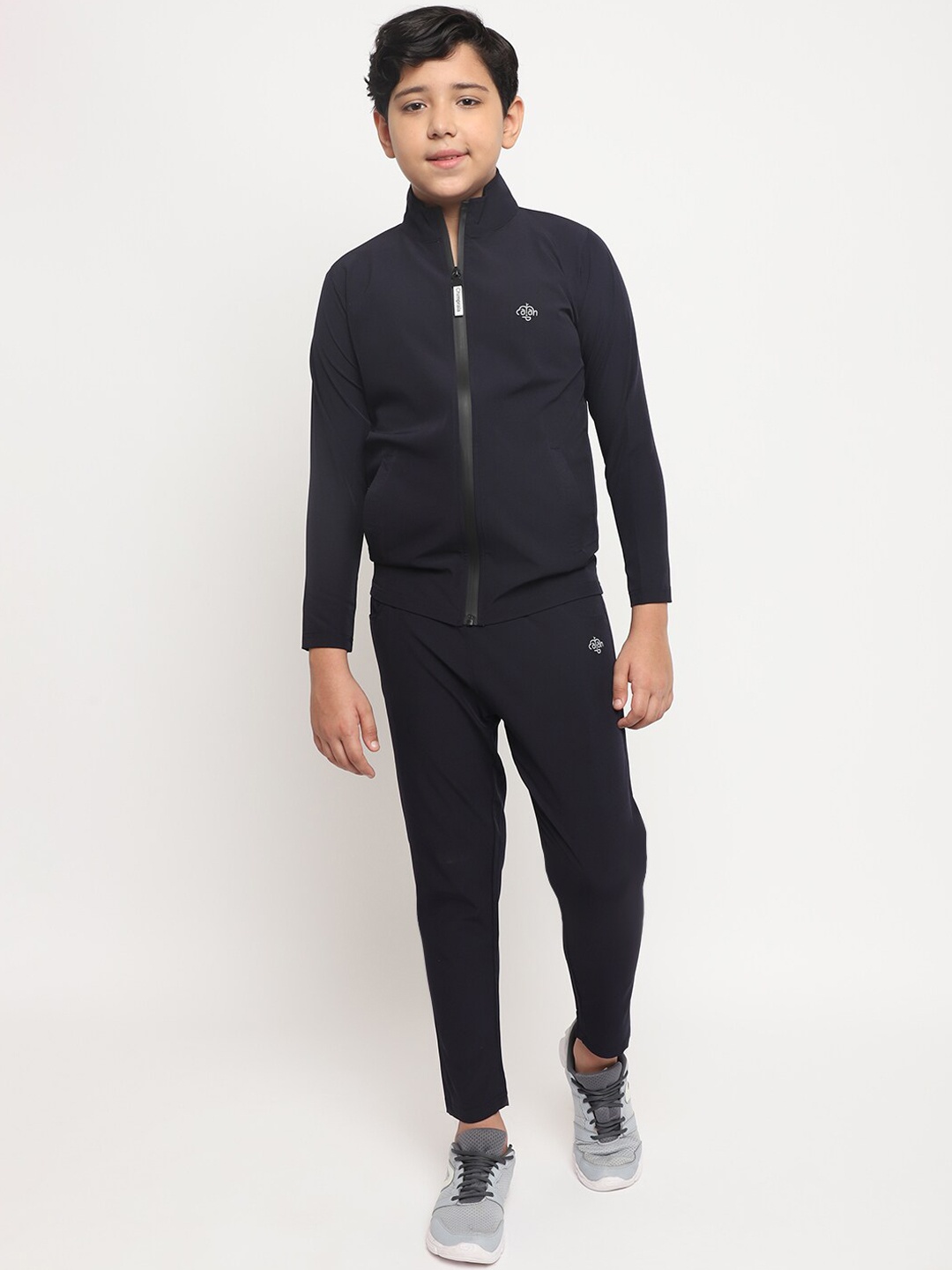 

CHIMPRALA Boys Navy Blue Solid Comfort-Fit Tracksuit