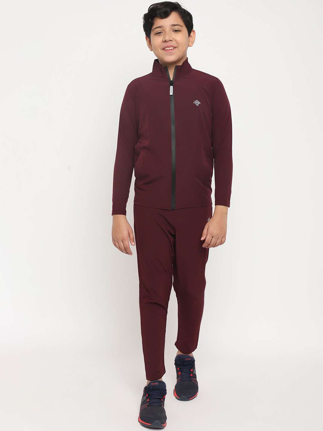 

CHIMPRALA Boys Maroon Solid Comfort-Fit Tracksuit