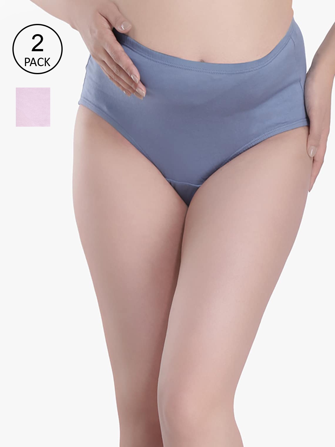 

Anoma Women Grey & Pink Pack of 2 High Waist Maternity Briefs
