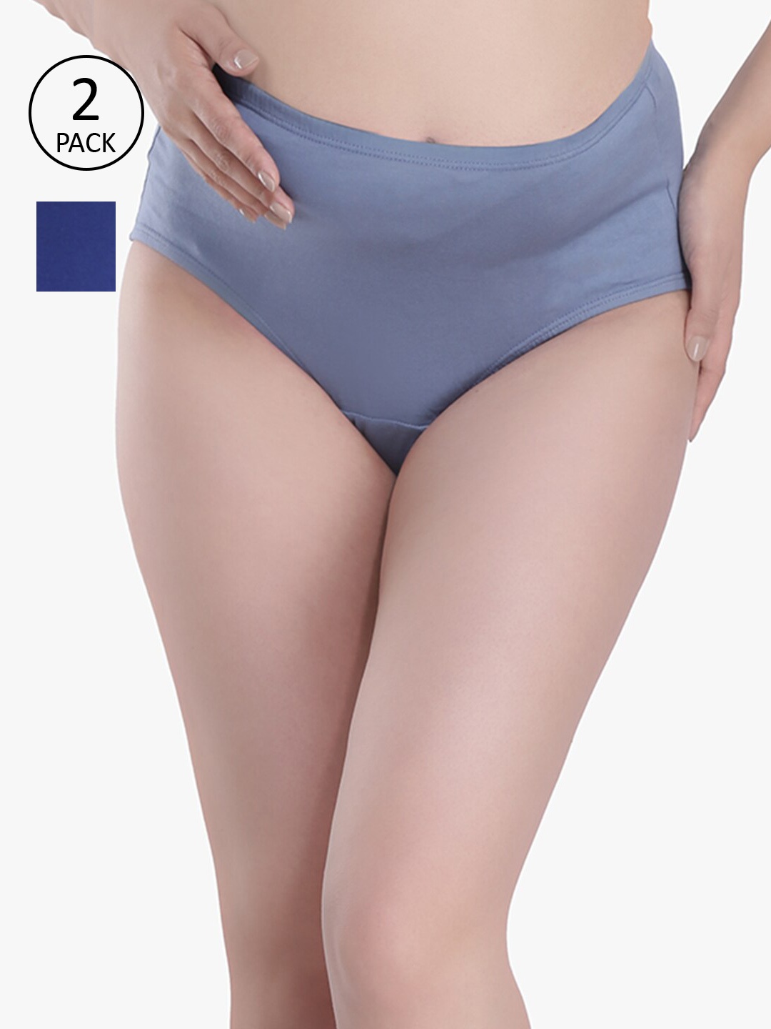 

Anoma Women Pack Of 2 Blue Solid Pure Cotton Maternity Briefs ANM011-PK2