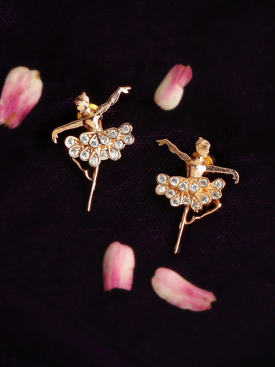 

ZINU Rose Gold Contemporary Studs Earrings