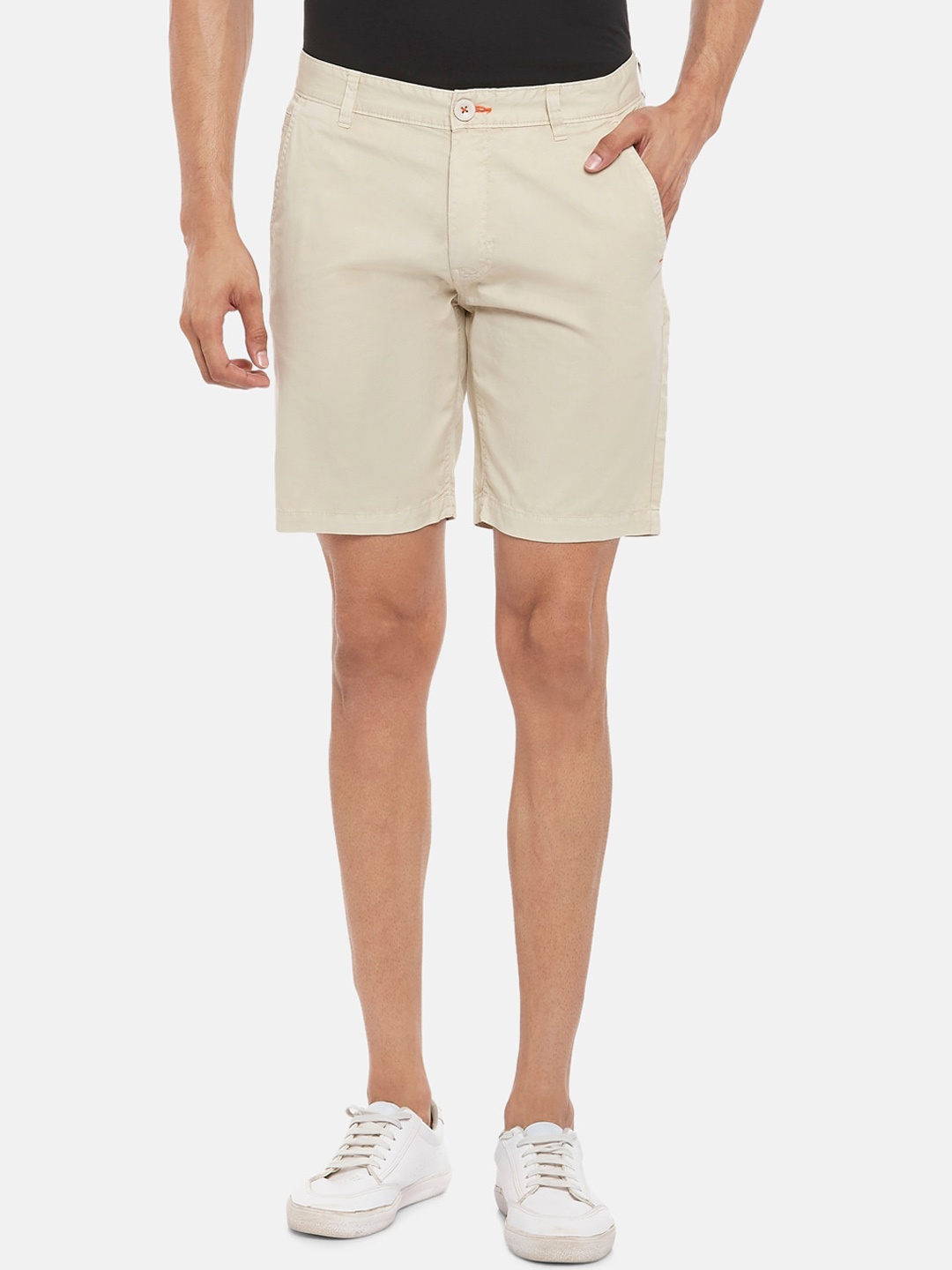 

Urban Ranger by pantaloons Men Beige Slim Fit Pure Cotton Regular Shorts