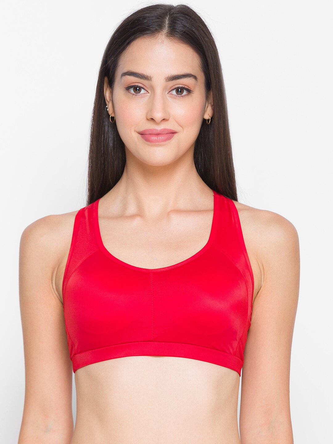 

Candyskin Women Red Solid Removable Padding Workout Bra - Non-Wired