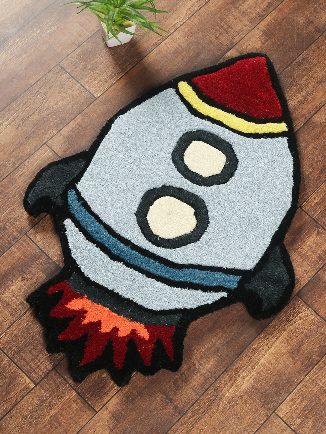 

Bigsmall Blue & Red Rocket Patterned Bath Rug