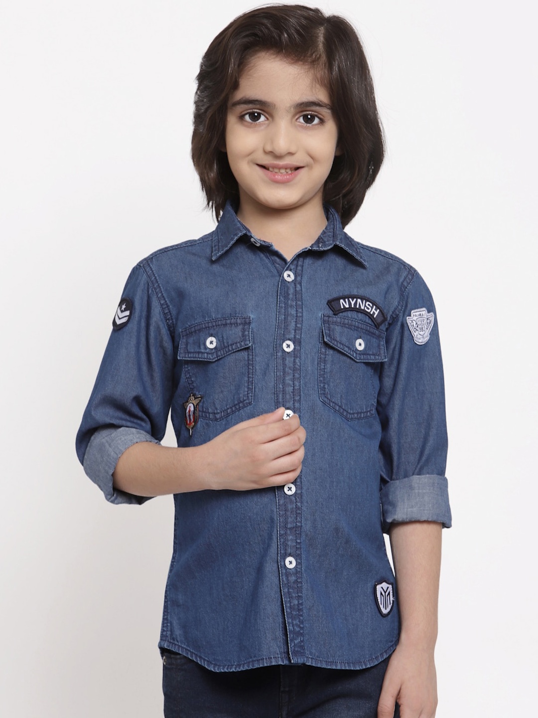 

NYNSH Boys Blue Opaque Casual Shirt