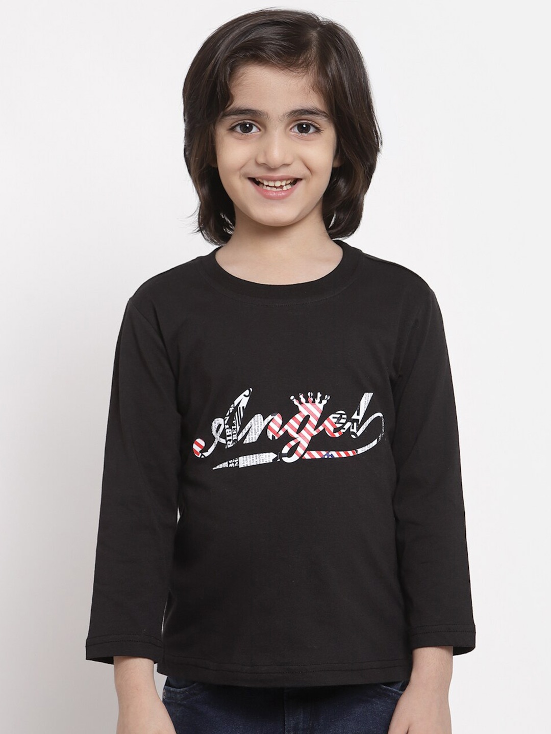 

NYNSH Boys Black Sports Printed T-shirt