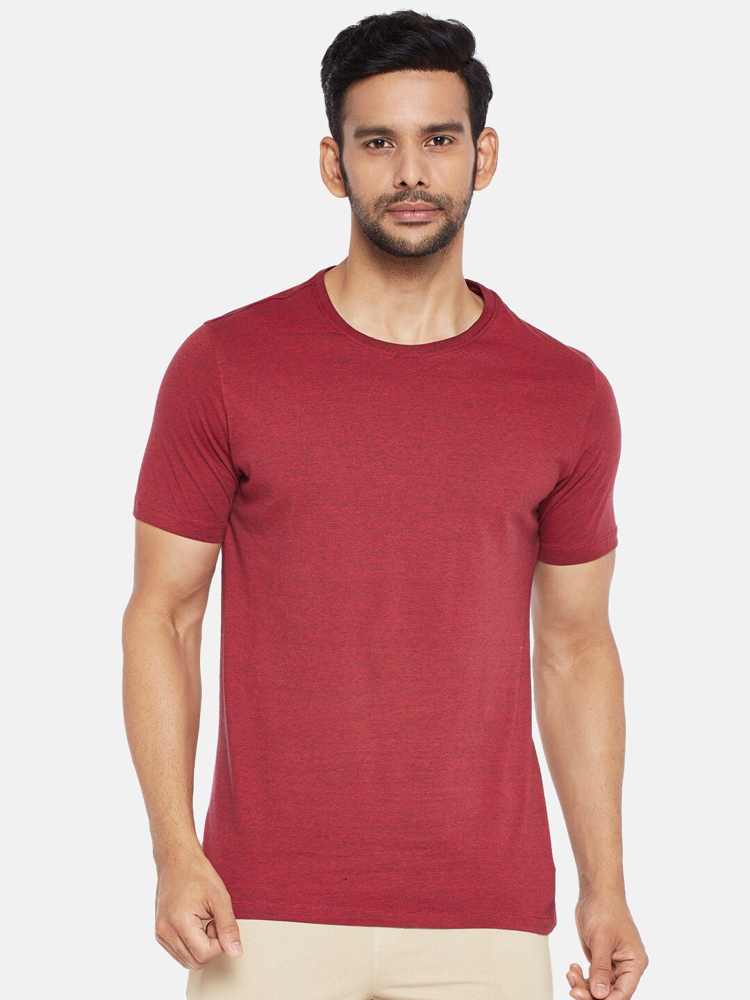 

BYFORD by Pantaloons Men Red Slim Fit T-shirt