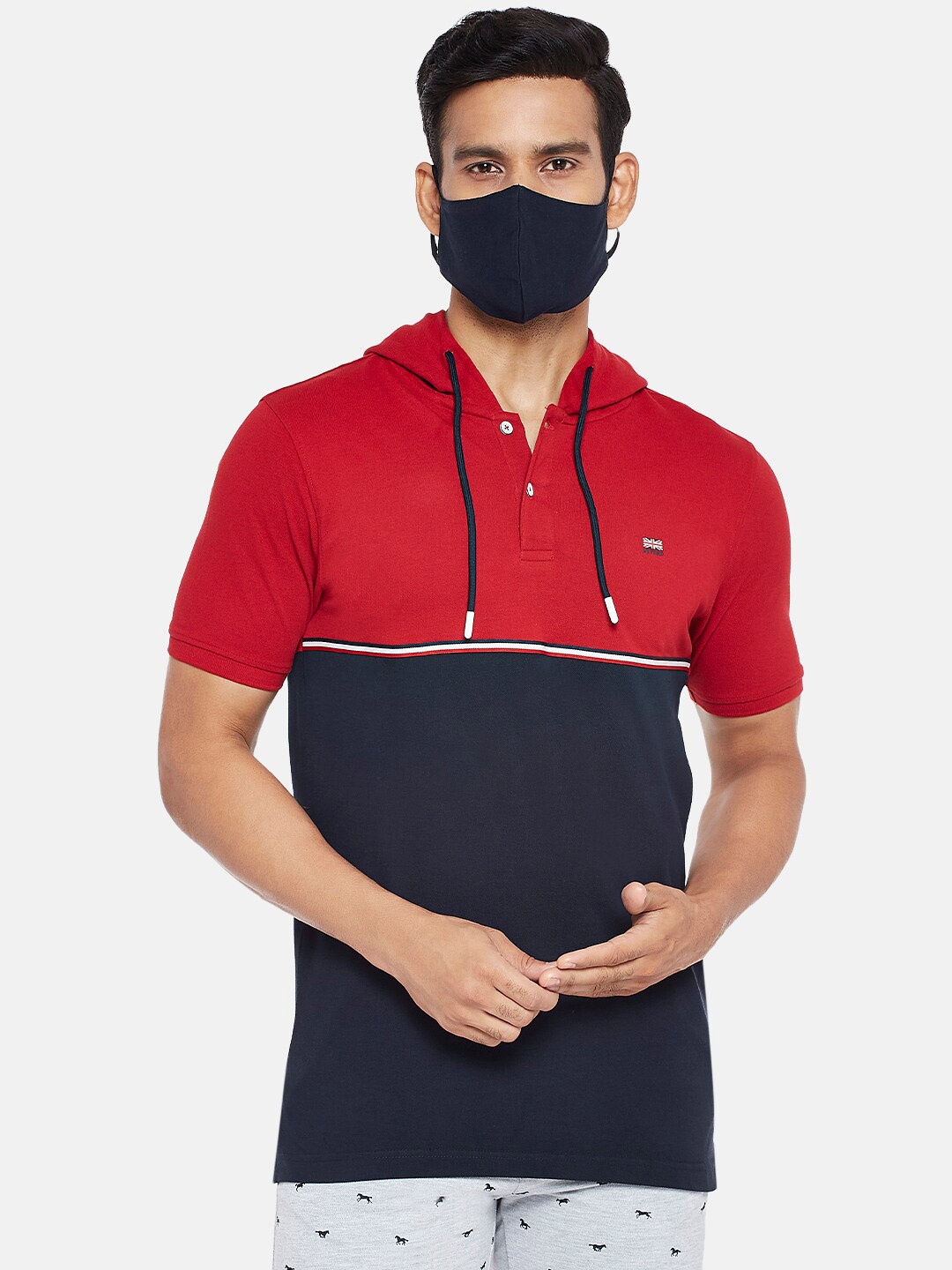 

BYFORD by Pantaloons Men Red Colourblocked Slim Fit T-shirt