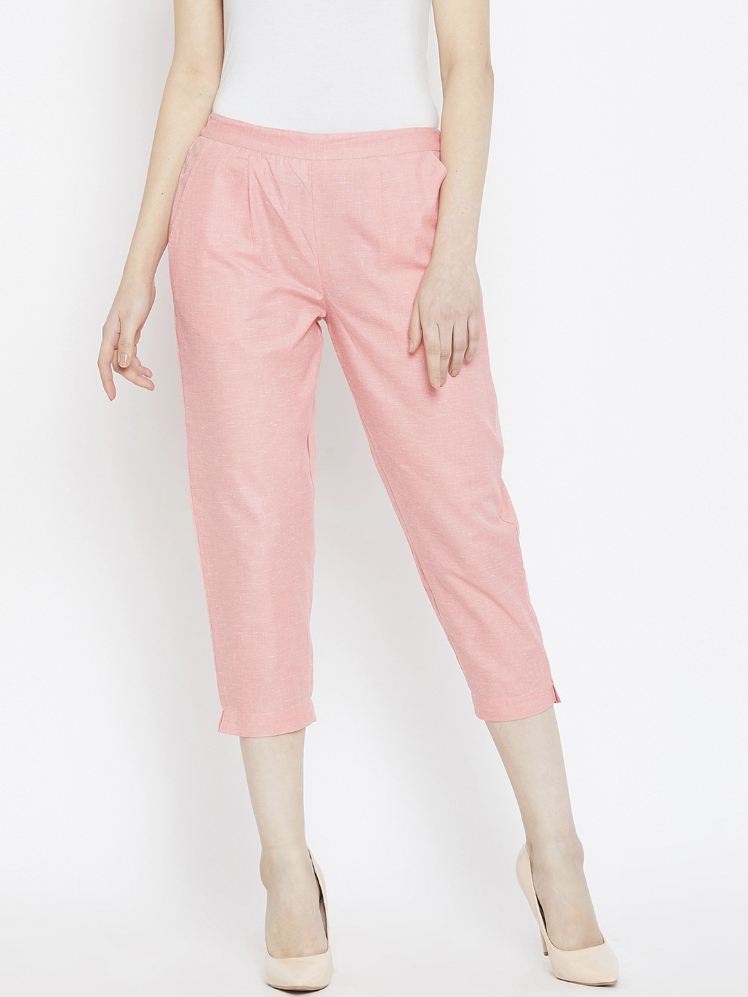 

Bitterlime Women Peach-Coloured Relaxed Cigerette Trousers