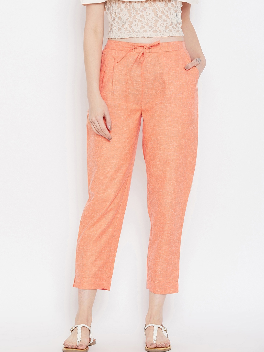 

Bitterlime Women Coral Relaxed Pleated Peg Trousers