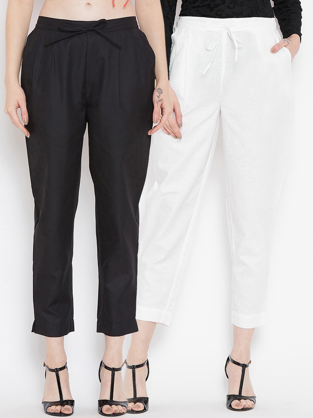 

Bitterlime Women Black Relaxed Peg Trousers