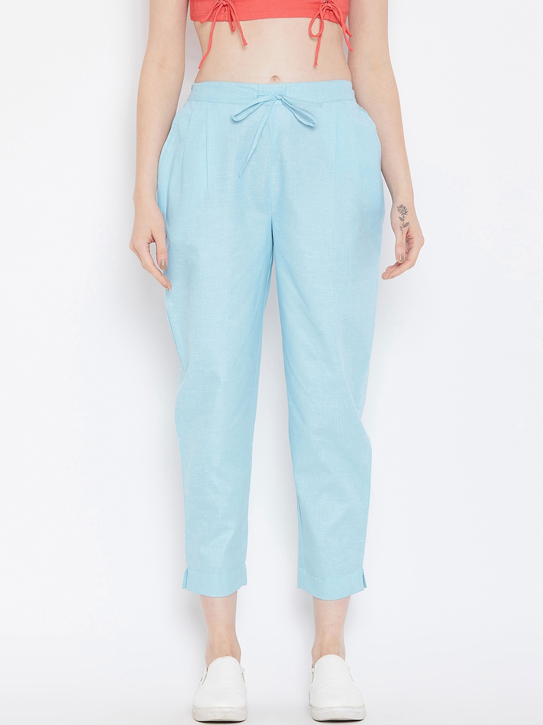 

Bitterlime Women Blue Relaxed Peg Trousers