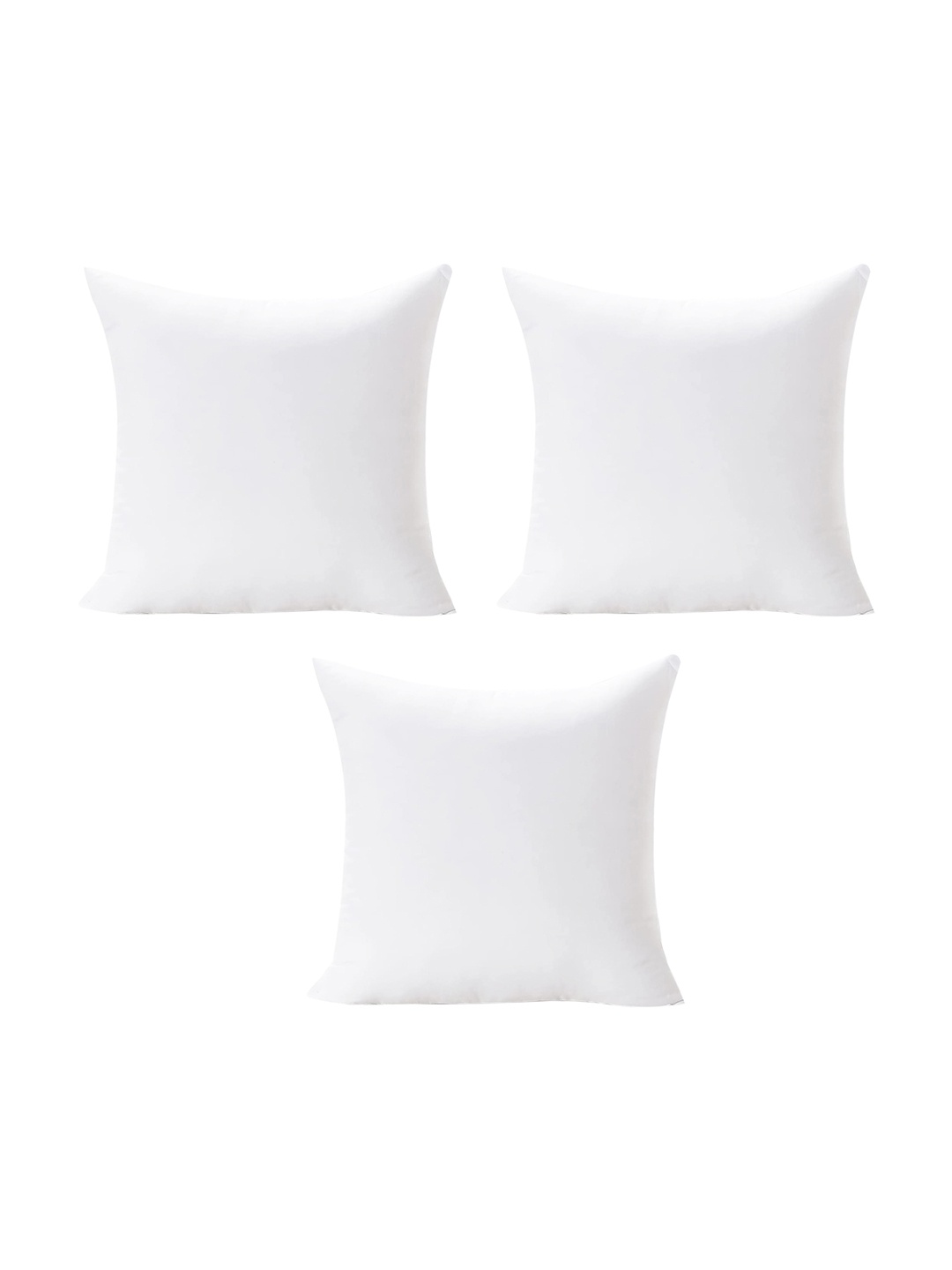 

Divine Casa Set Of 3 White Striped Microfiber Square Shaped Cushion Inserts