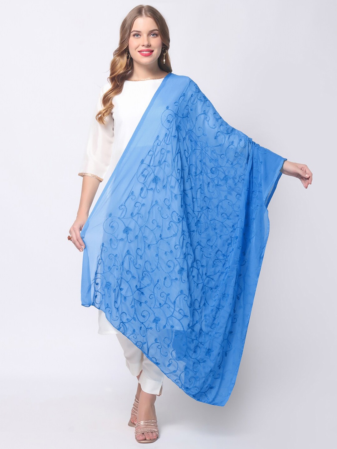 

Dupatta Bazaar Blue Embroidered Dupatta