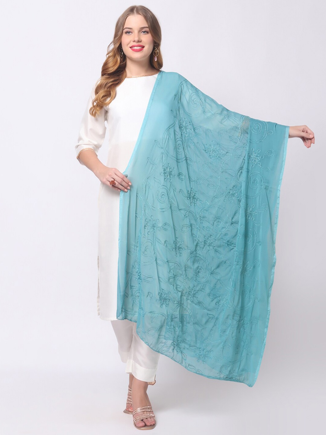 

Dupatta Bazaar Blue Embroidered Dupatta