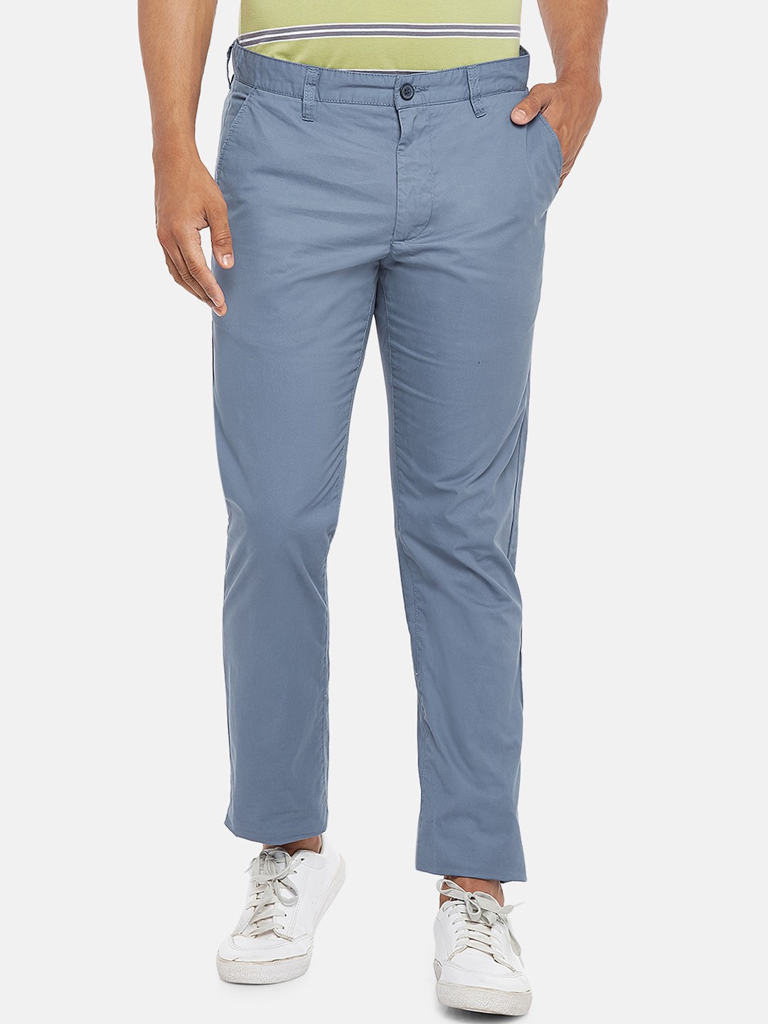 

BYFORD by Pantaloons Men Blue Slim Fit Low-Rise Trousers