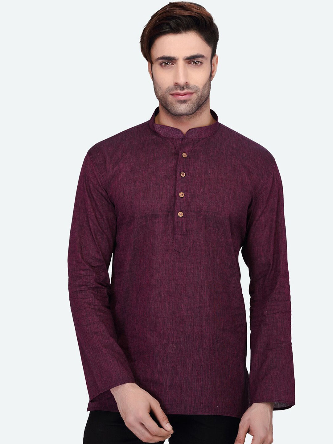 

RG DESIGNERS Men Maroon Handloom Kurta