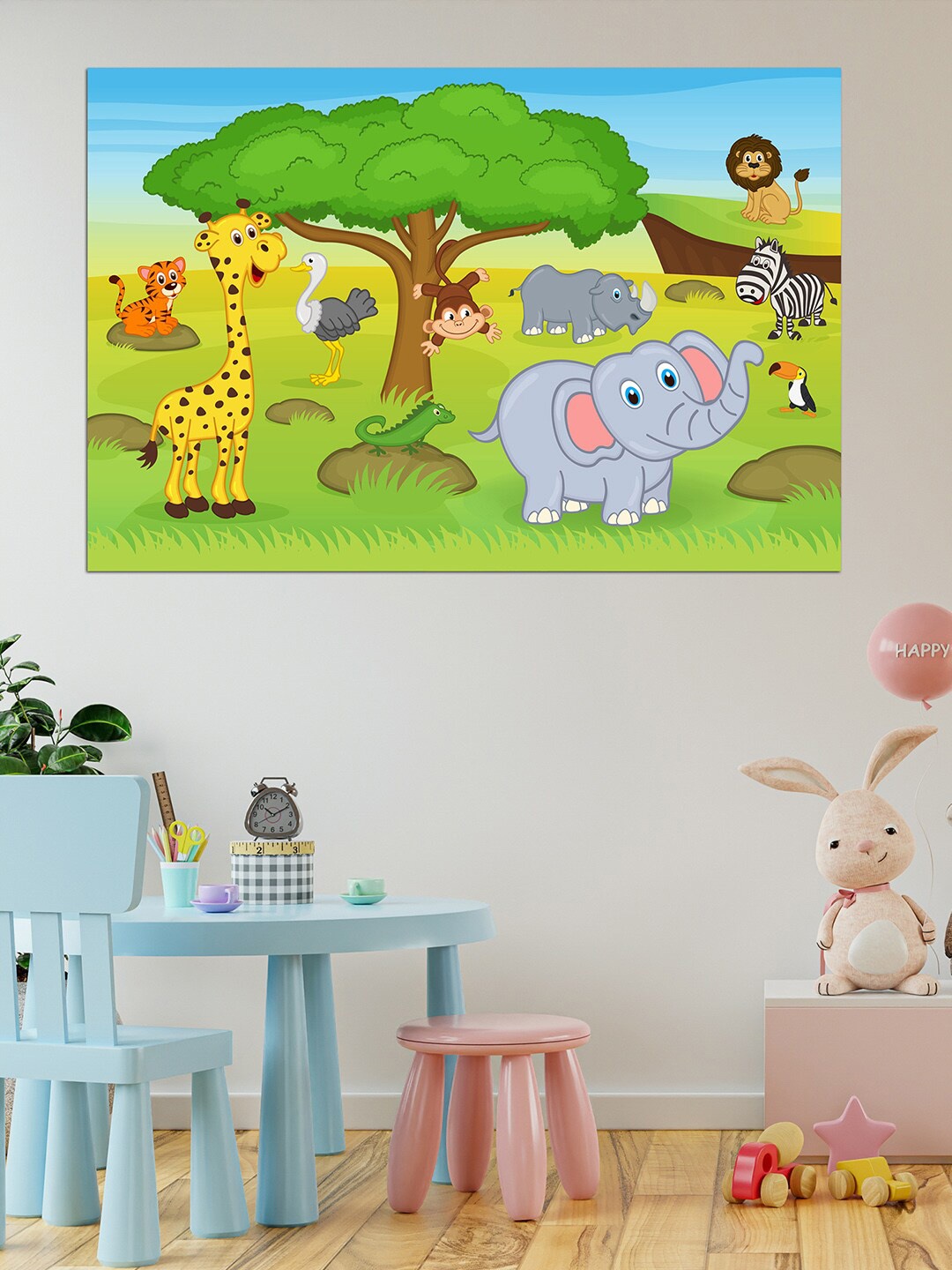 

WENS Green & Yellow Ambiance of the Jungle Printed Vinyl Wall Sticker