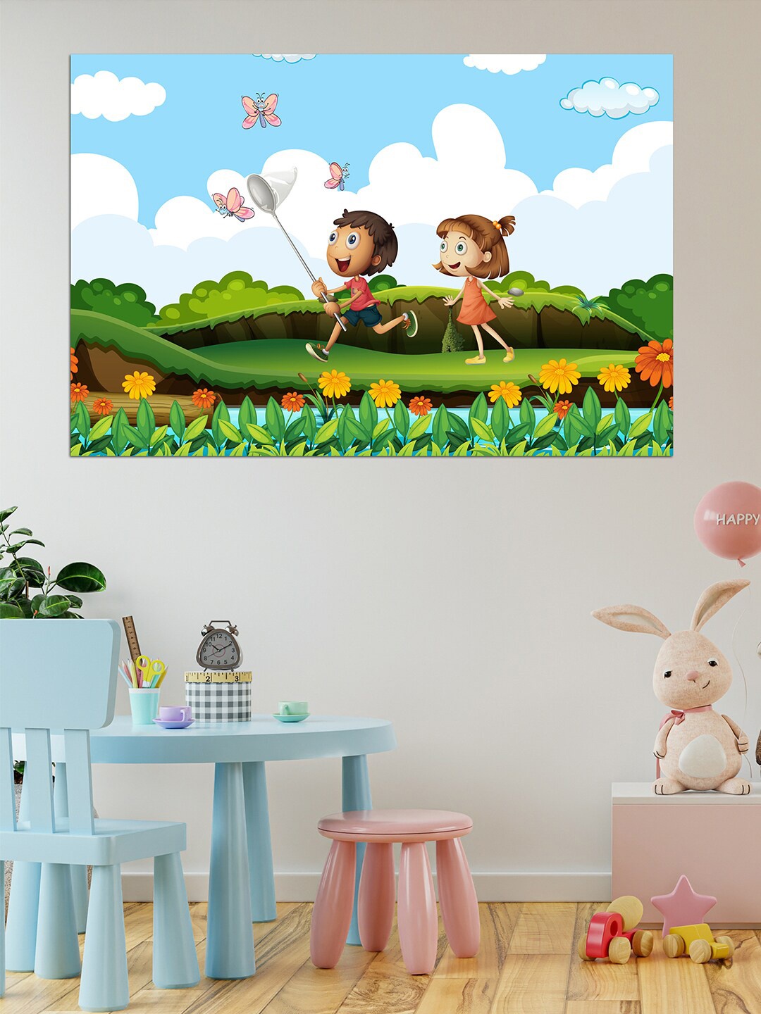 

WENS Multicoloured Crazy Kids Printed Vinyl Wall Sticker, Multi