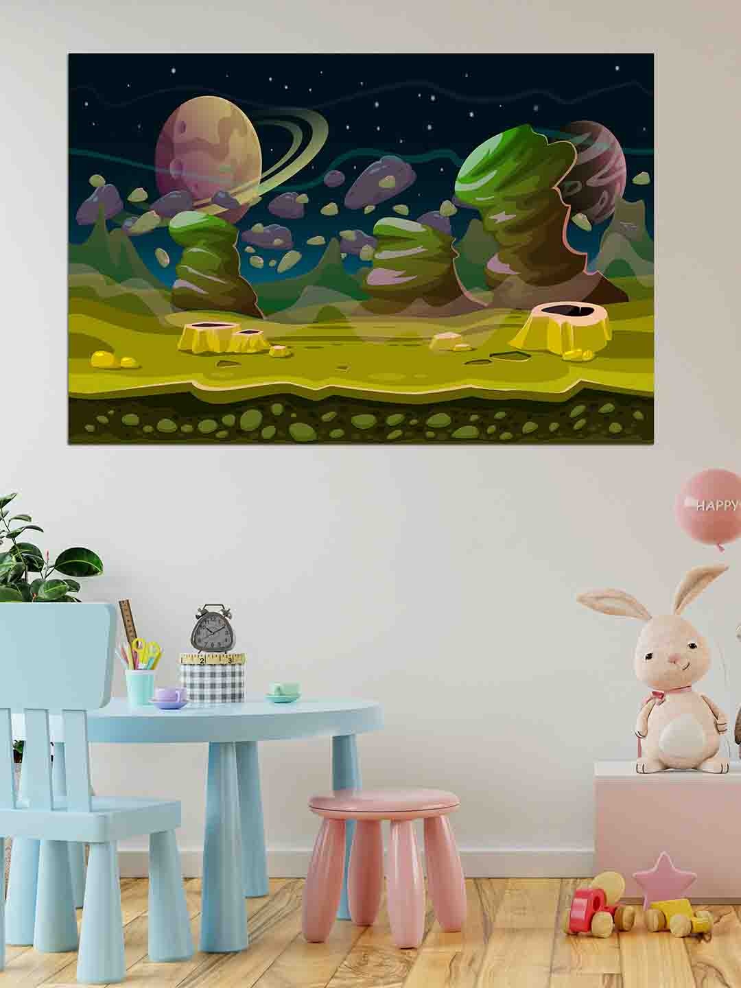 

WENS Green & Blue Fantasy Land Printed Vinyl Wall Sticker