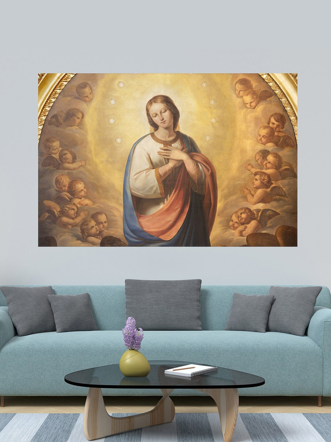 

WENS Multicoloured Spiritual Mother Mary Printed Vinyl Wall Sticker, Multi