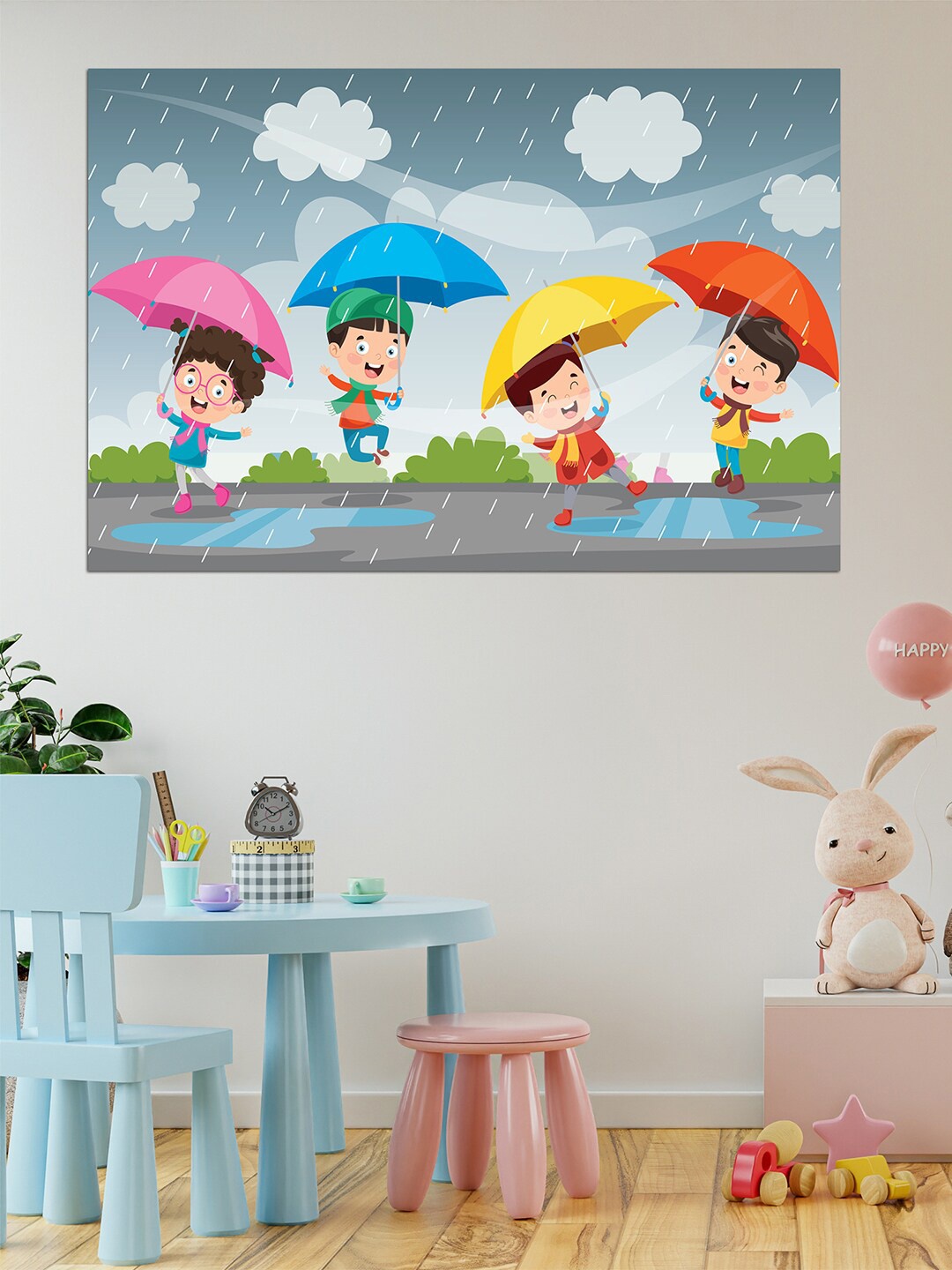 

WENS Grey & Blue Children Masti In Rain Printed Vinyl Wall Sticker