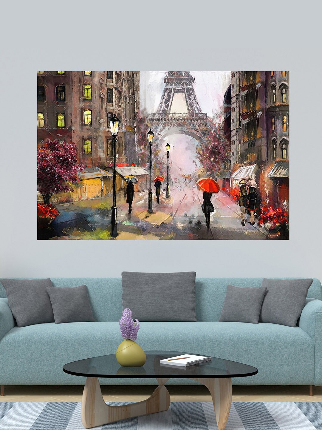 

WENS Brown & Grey Amazing View Of Paris Self Adhesive Wall Poster