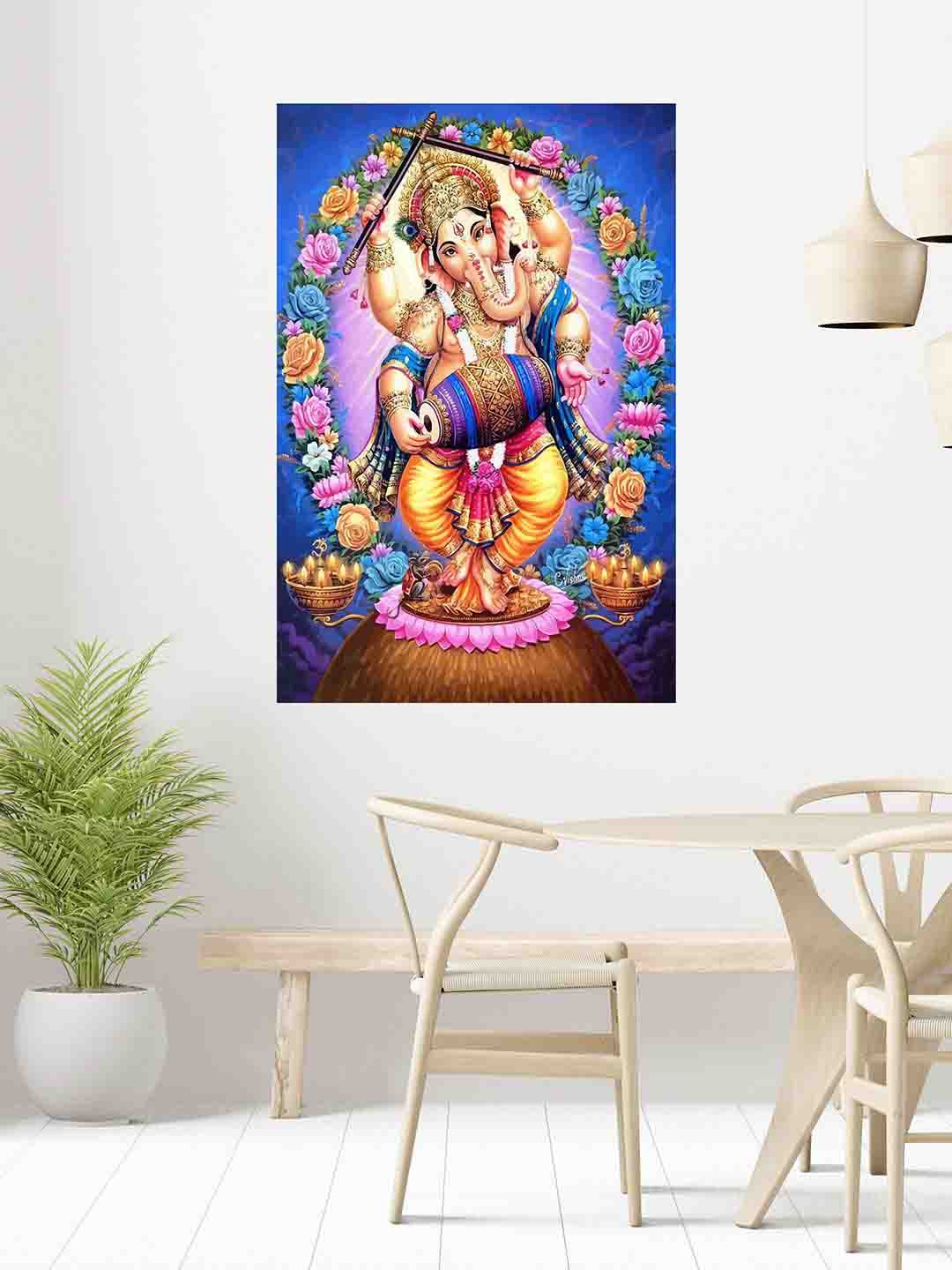 

WENS Blue & Green Vignharta Lord Ganesha Printed Vinyl Wall Sticker
