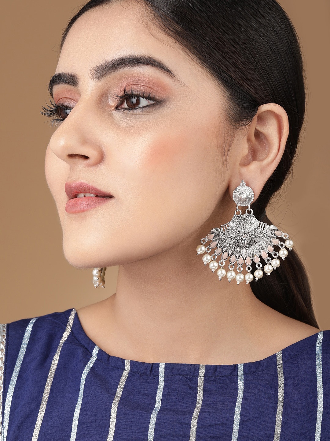 

Rubans Silver-Toned Classic Drop Earrings