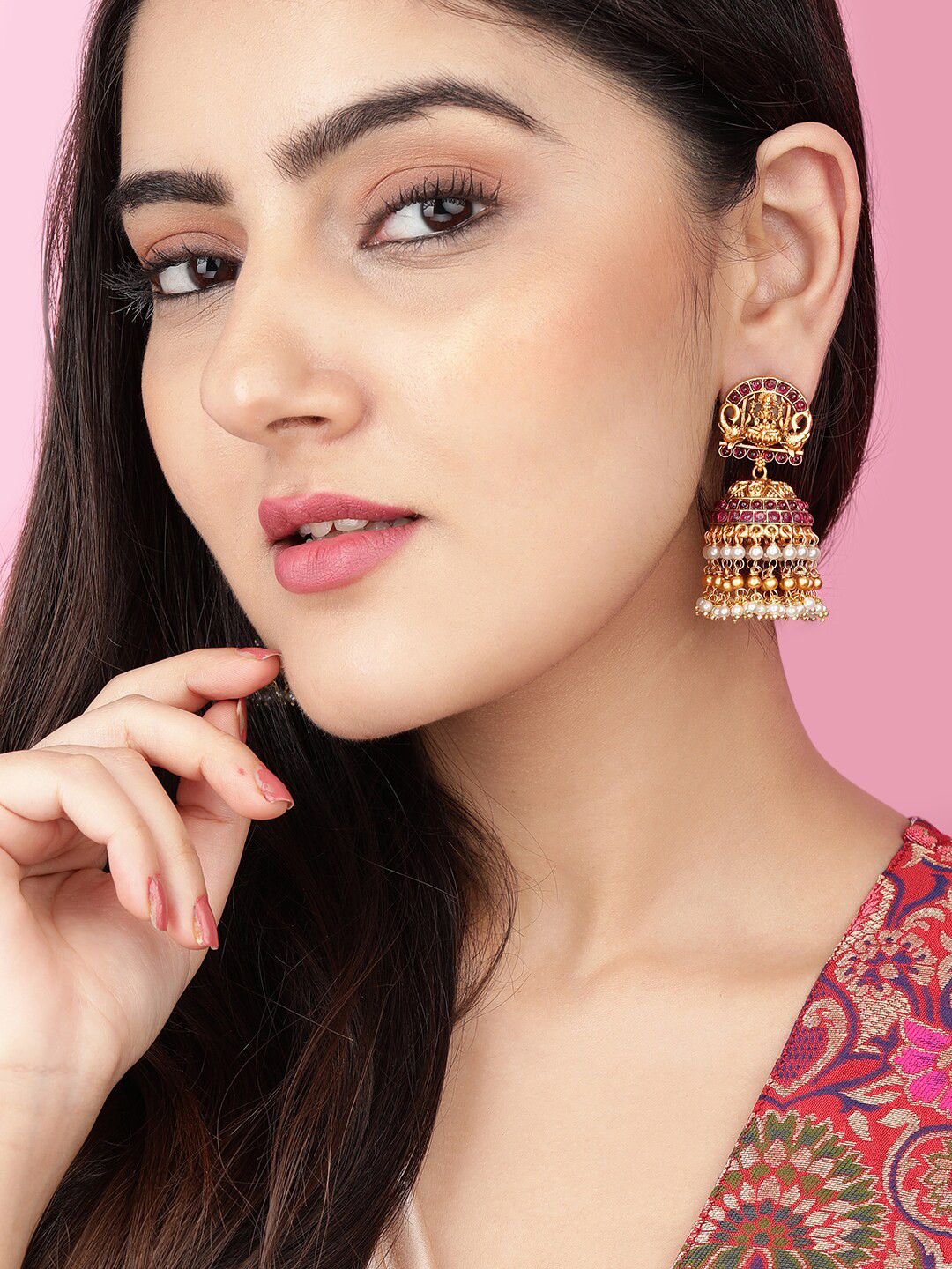 

Rubans Gold-Toned Classic Jhumkas Earrings