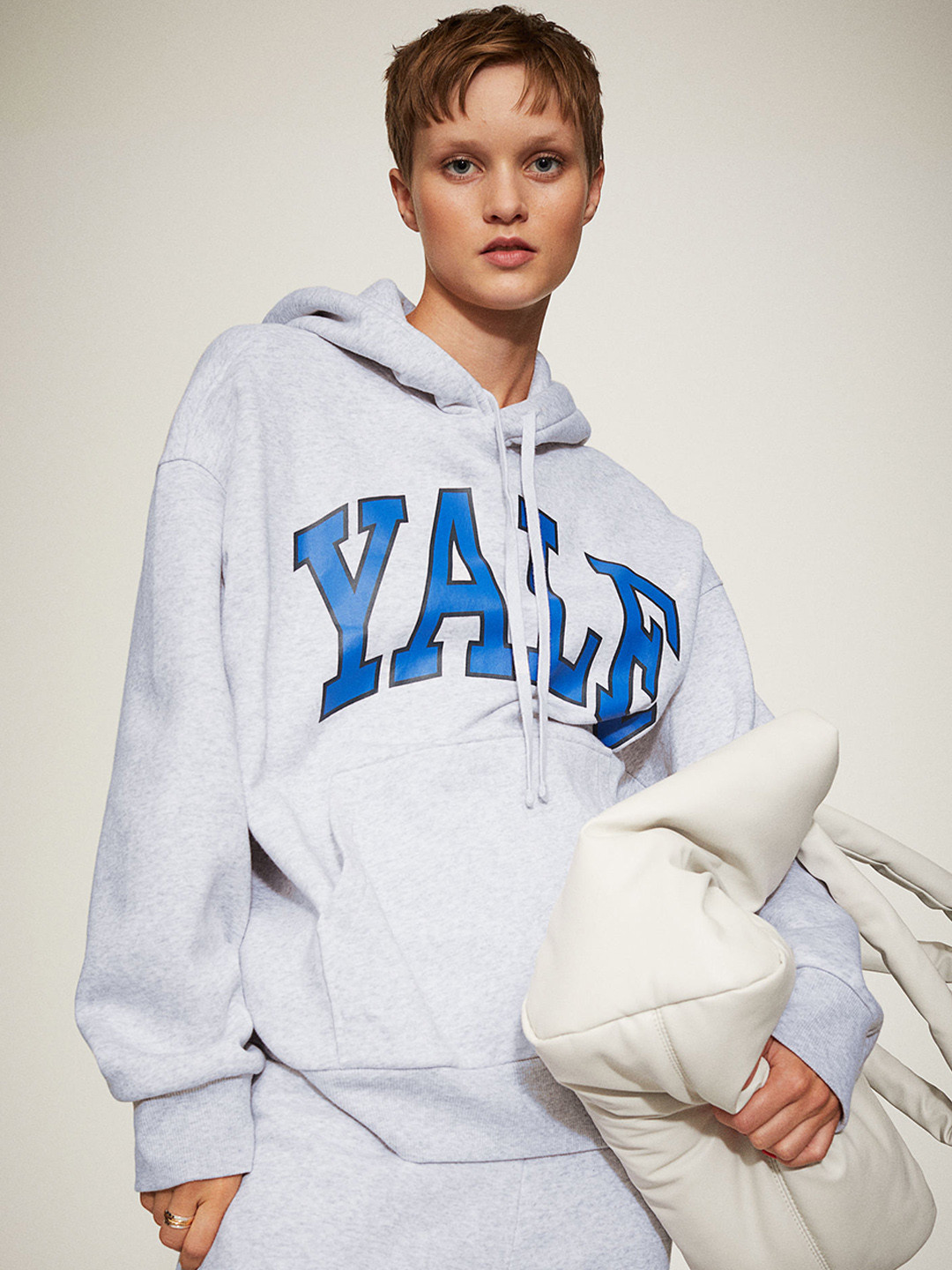 

H&M Women Grey & Blue Motif-Detail Hoodie