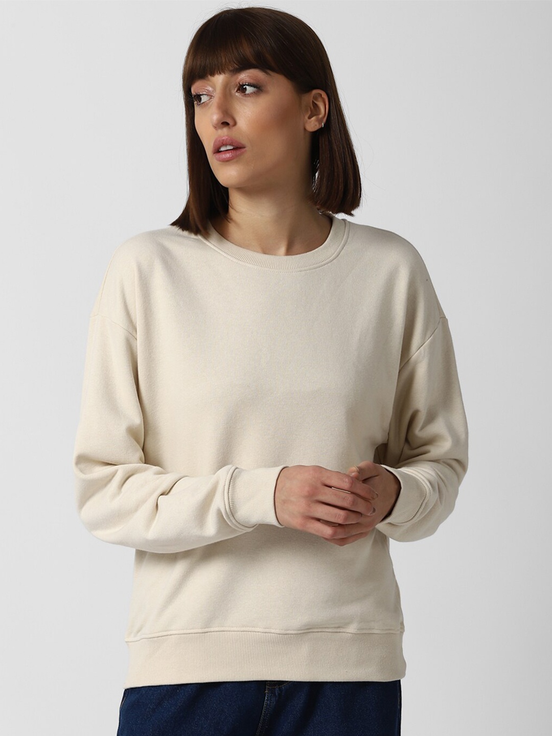 

FOREVER 21 Beige Extended Sleeves Regular Top