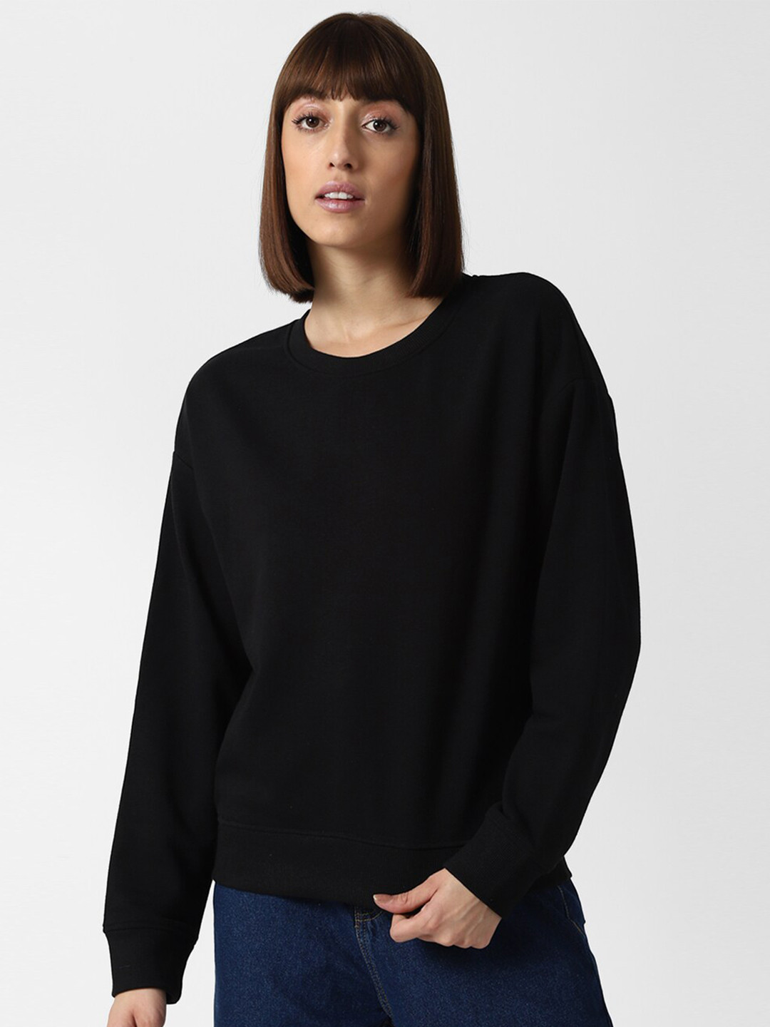

FOREVER 21 Women Black Sweatshirt