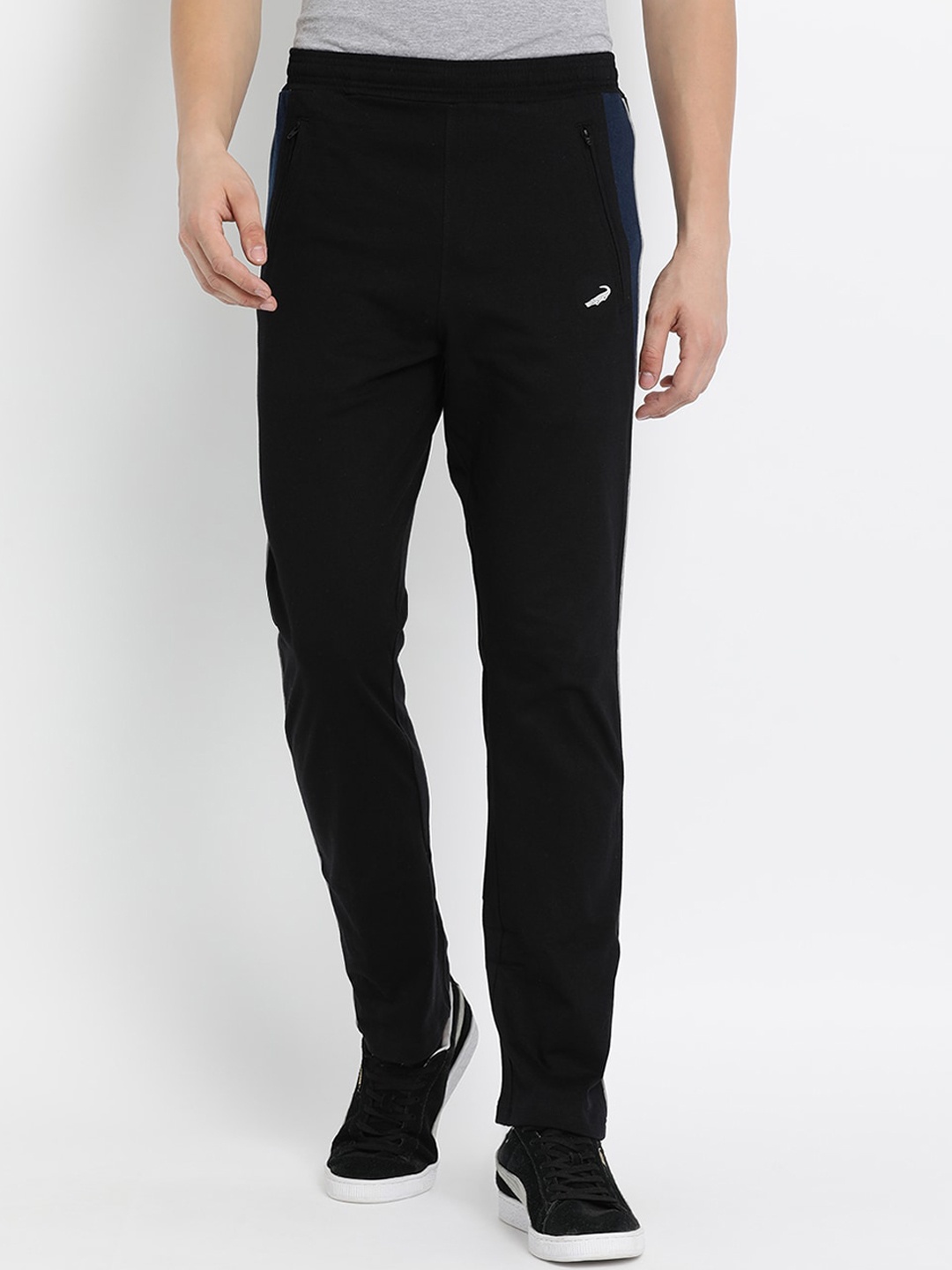 

Crocodile Men Black Solid Slim-Fit Cotton Track Pants