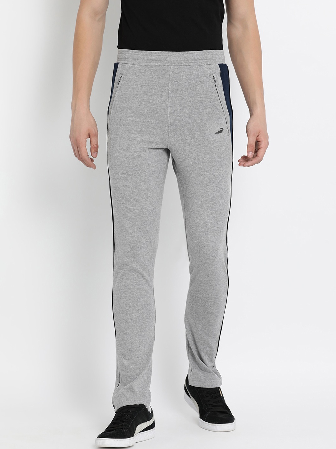 

Crocodile Men Grey Solid Slim-Fit Cotton Track Pants