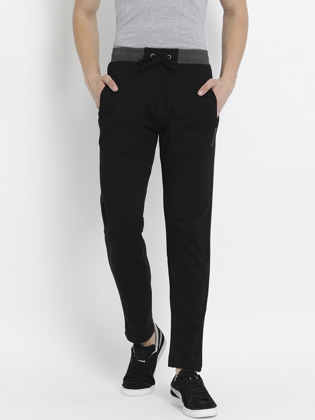 

Crocodile Men Black Solid Slim-Fit Cotton Track Pants