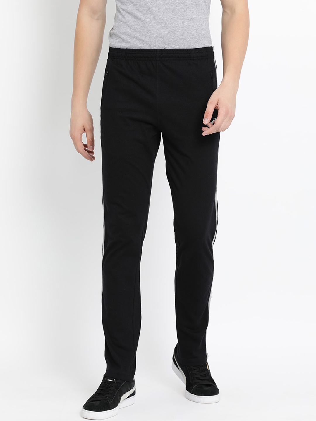 

Crocodile Men Black Solid Slim-Fit Cotton Track Pants