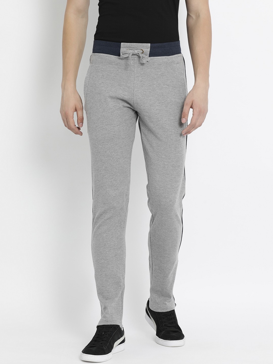 

Crocodile Men Grey Solid Slim-Fit Cotton Track Pants