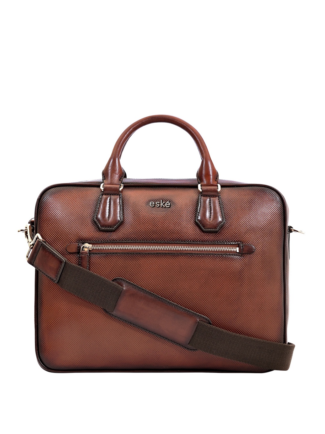 

Eske Men Tan & Brown Textured Formal Laptop Bag