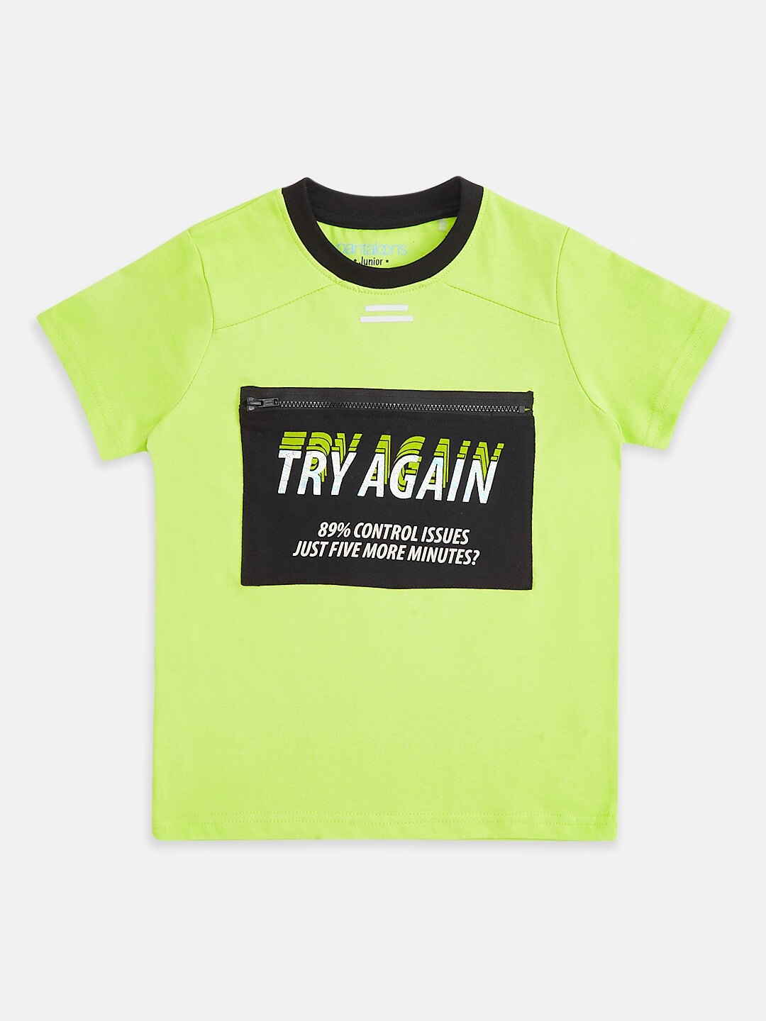 

Pantaloons Junior Boys Green & Black Typography Printed T-shirt
