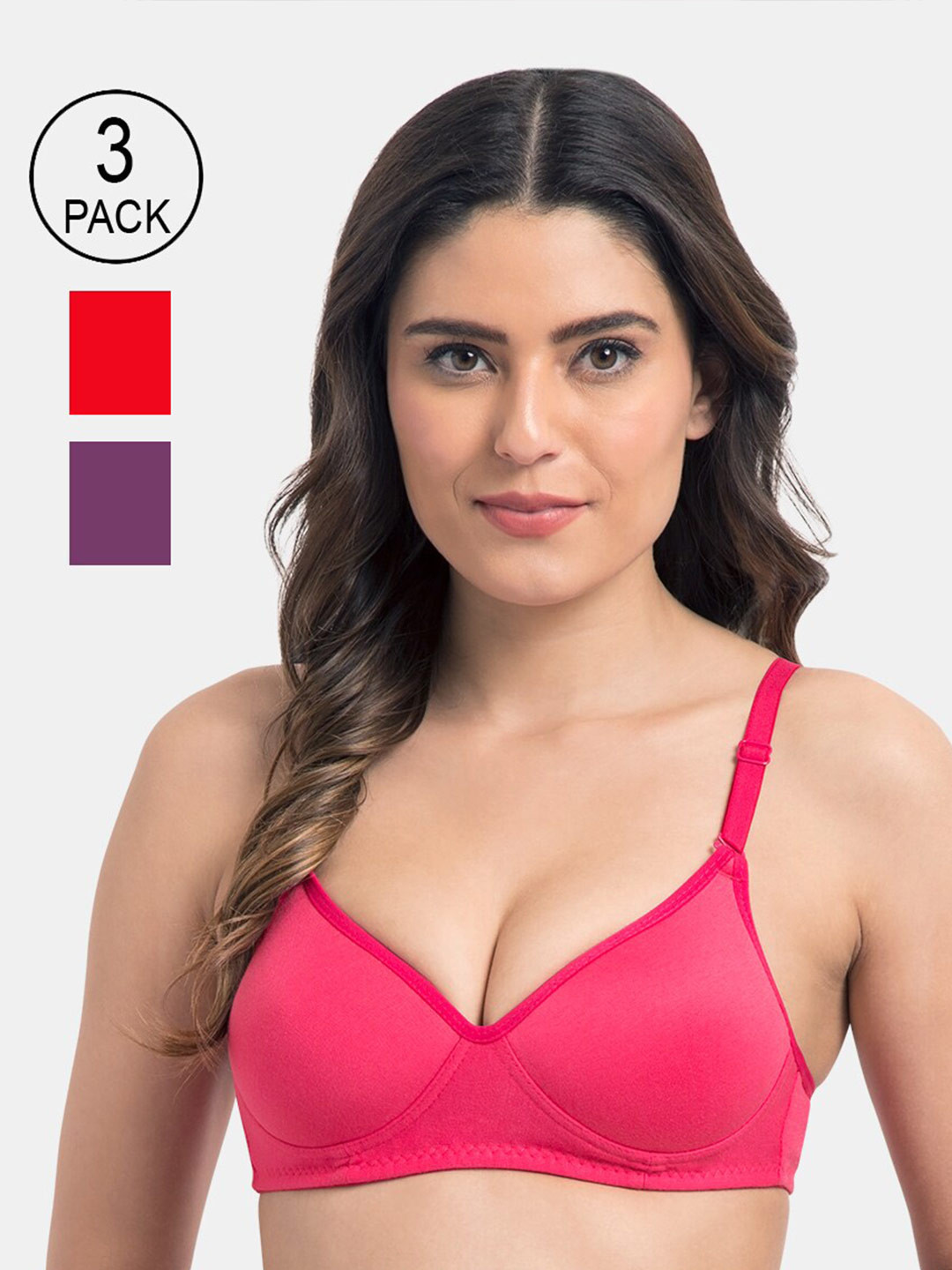 

Tweens Pack Of 3 T-shirt Bra Lightly Padded TW-91301-3PC-DPK-RD-MG, Pink